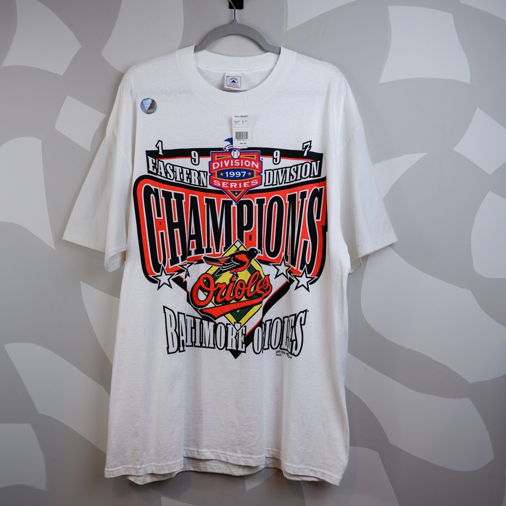 Vintage DEAD STOCK NWT 1997 Baltimore Orioles Eastern Division Champions T-shirt